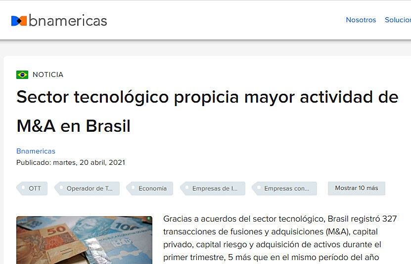 Sector tecnolgico propicia mayor actividad de M&A en Brasil